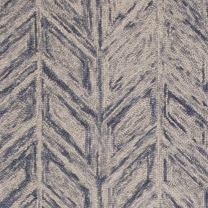 8' X 10' Blue And Beige Wool Chevron Hand Tufted Area Rug