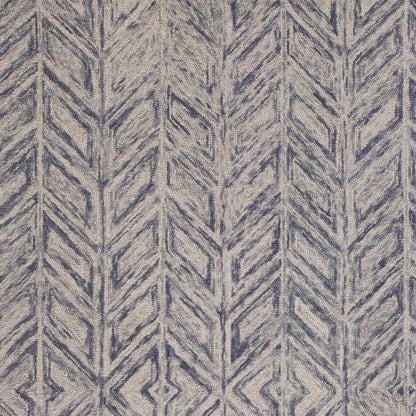 3' X 5' Blue And Beige Wool Chevron Hand Tufted Area Rug