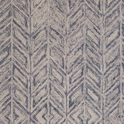 8' X 10' Blue And Beige Wool Chevron Hand Tufted Area Rug