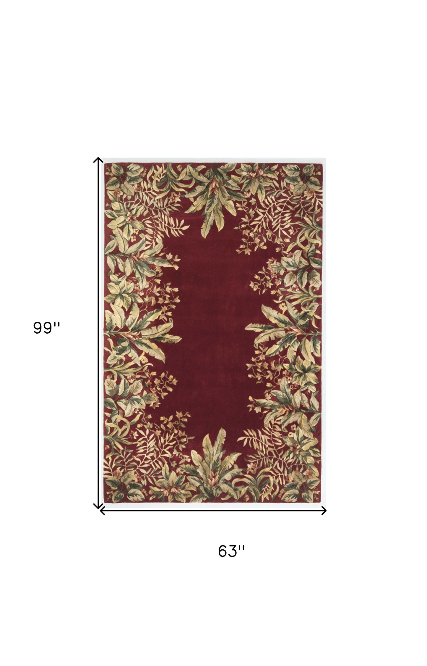 5' X 8' Ruby Red Wool Floral Hand Tufted Area Rug