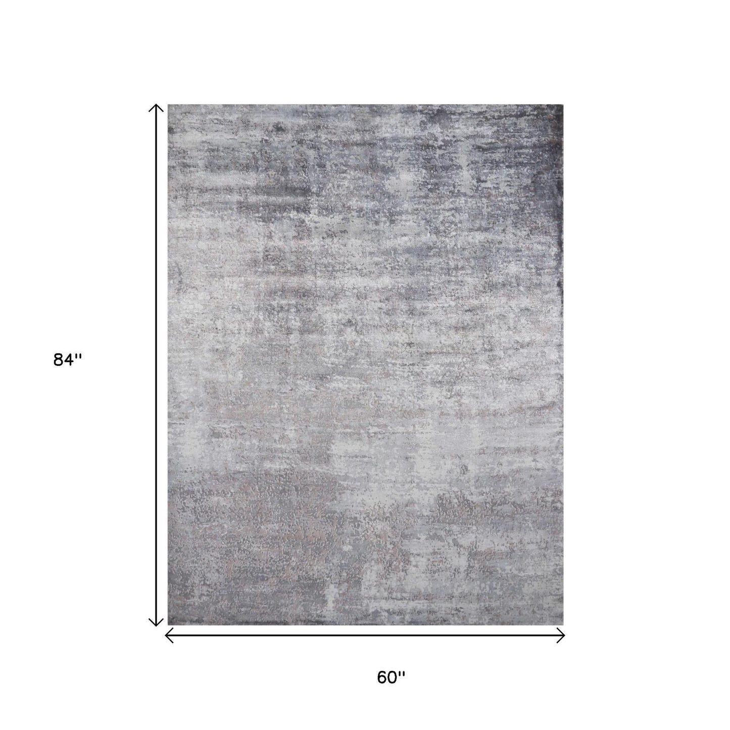 5' X 7' Slate Gray And Dark Gray Abstract Hand Loomed Area Rug