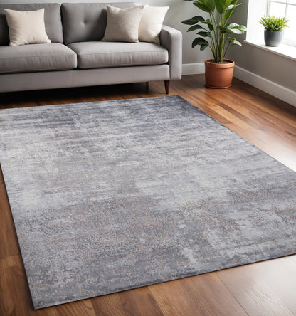 5' X 7' Slate Gray And Dark Gray Abstract Hand Loomed Area Rug