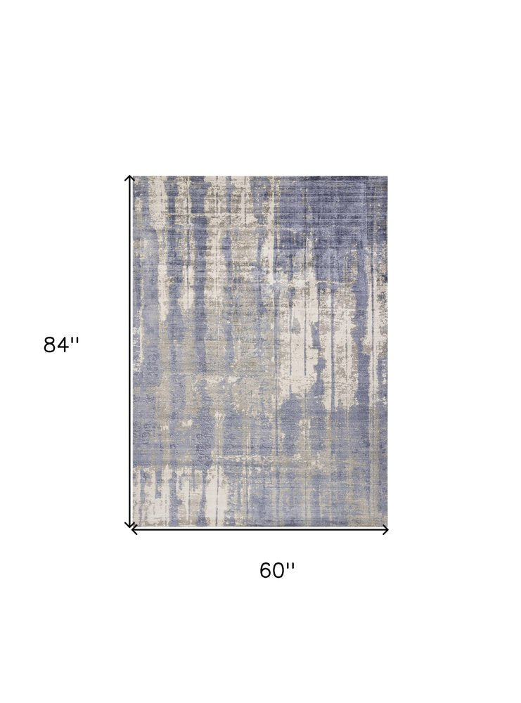 9' X 13' Gray And Ivory Abstract Hand Loomed Area Rug