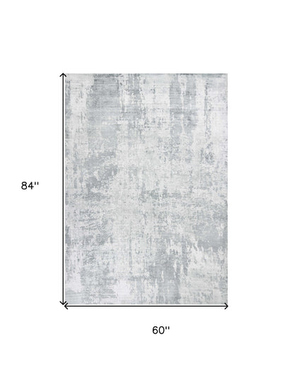 8' X 10' Dark Gray And Light Gray Abstract Hand Loomed Area Rug