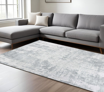 8' X 10' Dark Gray And Light Gray Abstract Hand Loomed Area Rug