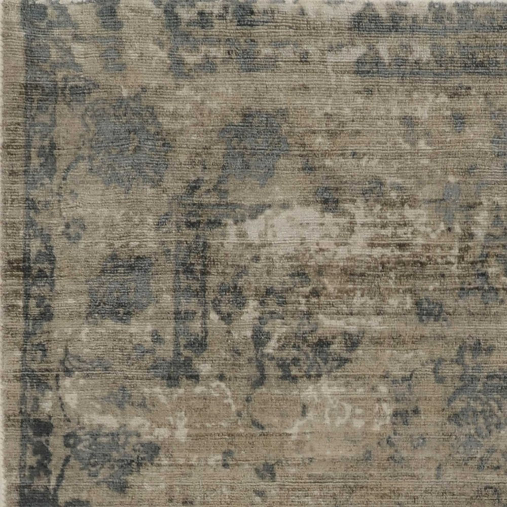 8' X 10' Beige And Blue Floral Medallion Hand Loomed Area Rug