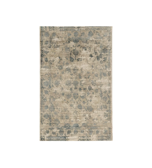 9' X 13' Viscose Sand Or Blue Area Rug