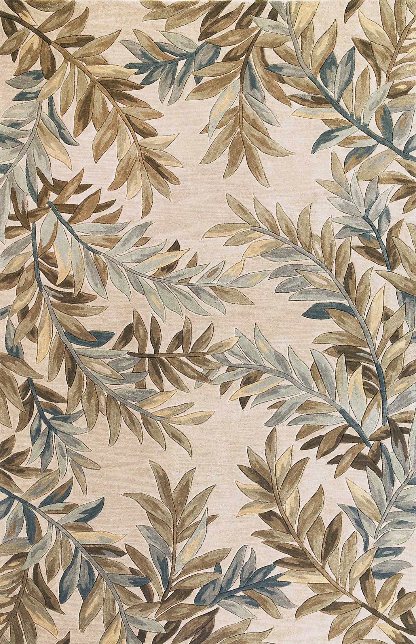 5' X 8' Ivory Hand Tufted Pinnate Fronds Indoor Area Rug