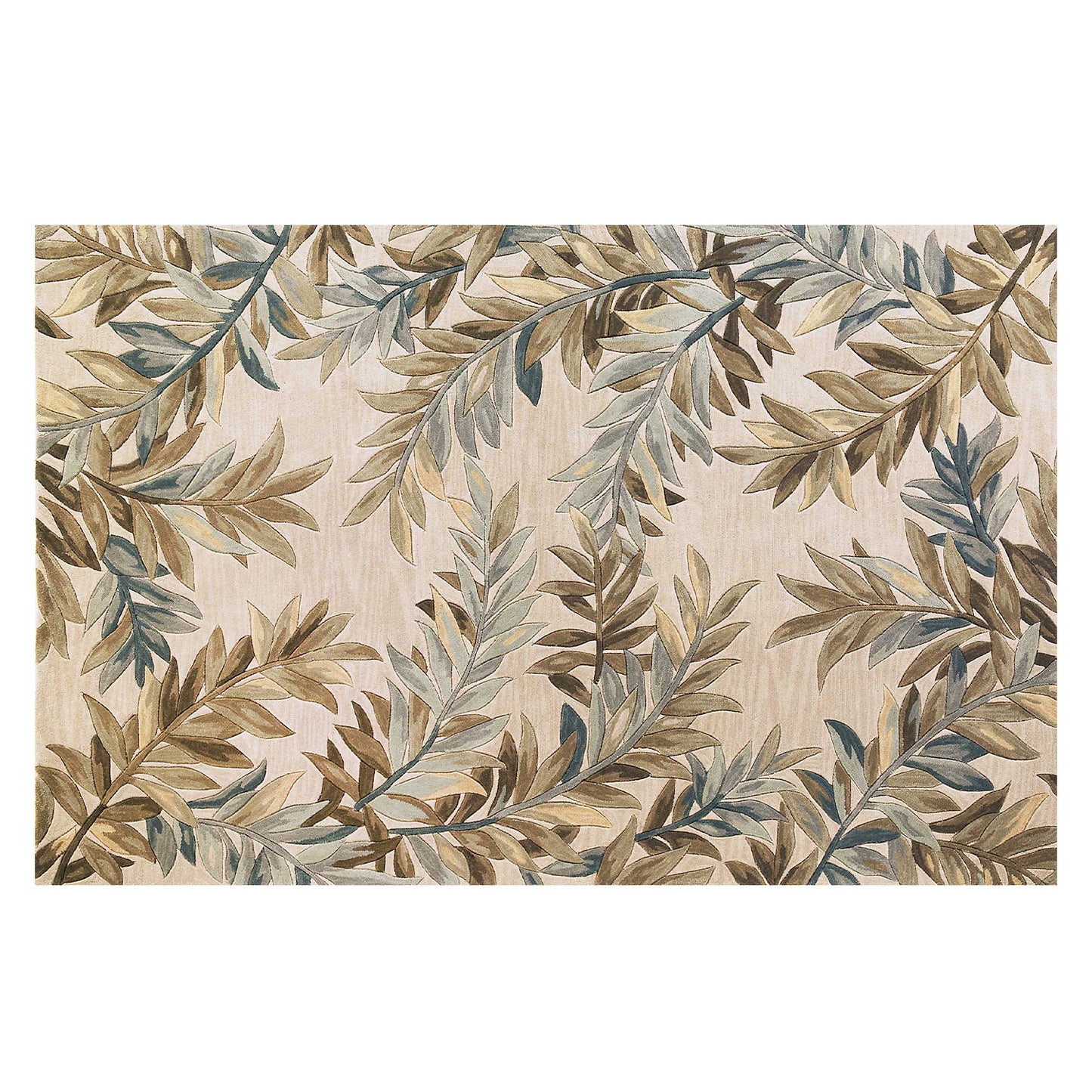 5' X 8' Ivory Hand Tufted Pinnate Fronds Indoor Area Rug