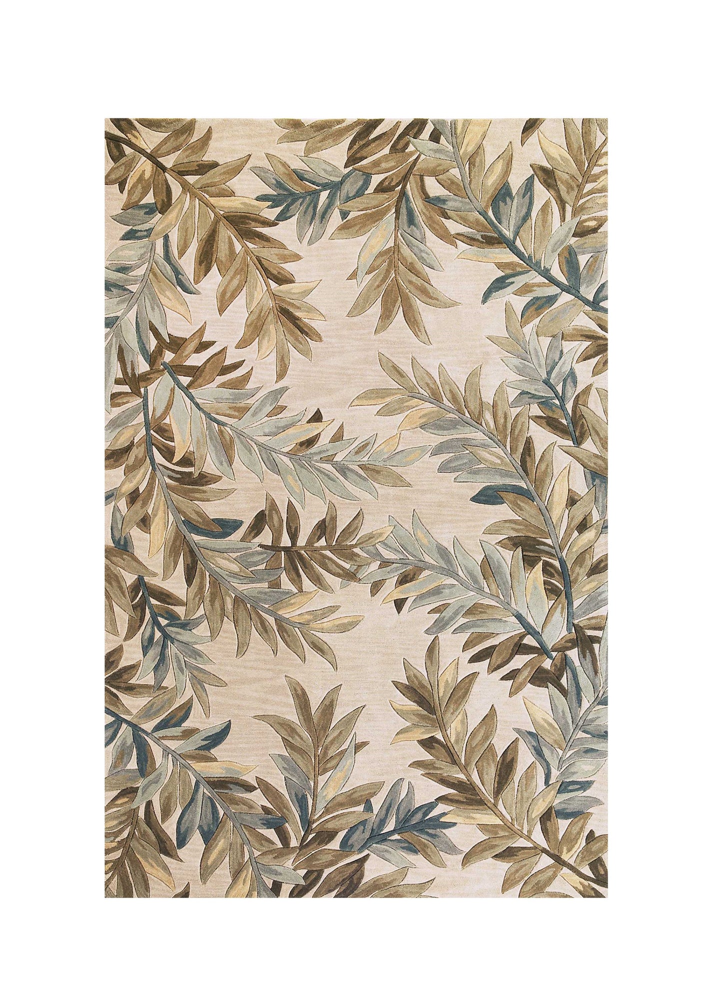 5' X 8' Ivory Hand Tufted Pinnate Fronds Indoor Area Rug