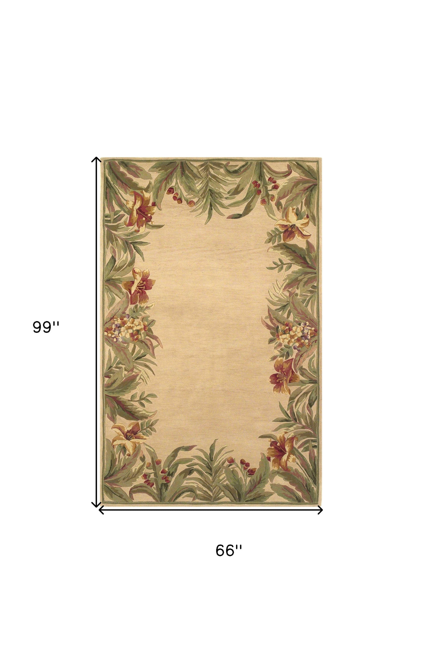 4' X 6' Ivory Hand Tufted Bordered Tropical Plant Indoor Area Rug