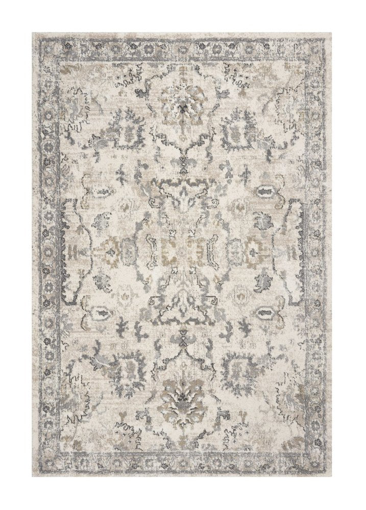 3' X 5' Ivory And Gray Floral Medallion Distressed Area Rug