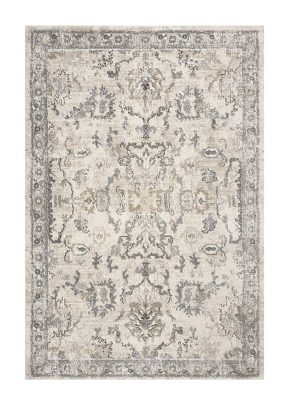 3' X 5' Ivory And Gray Floral Medallion Distressed Area Rug