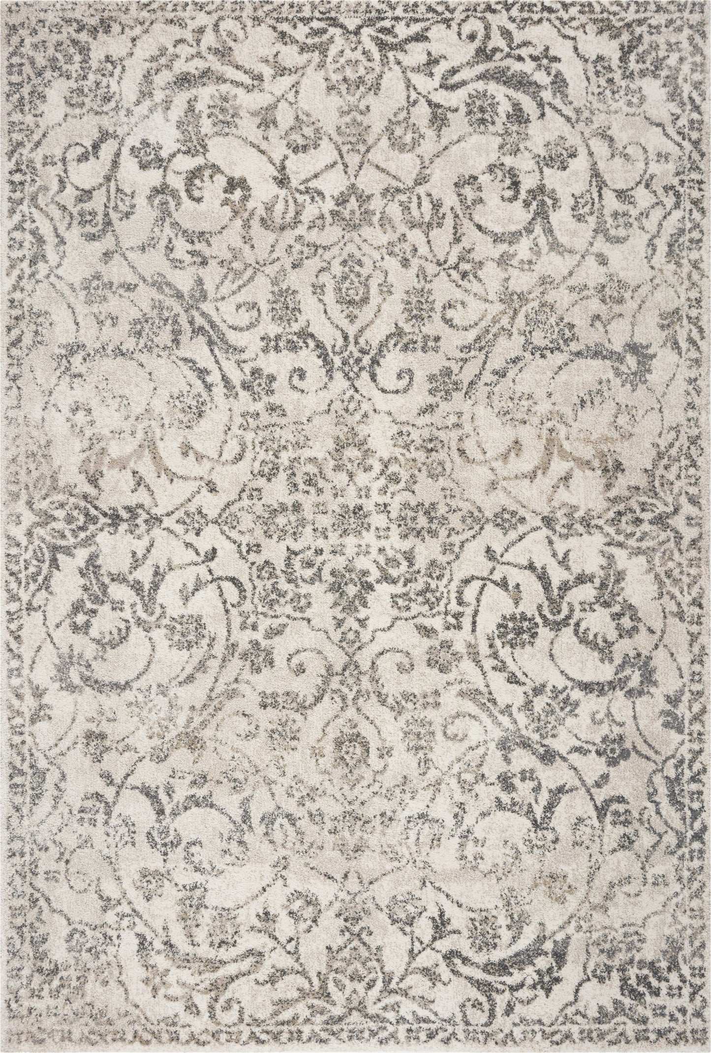 5' X 8' Ivory Floral Vines Area Rug