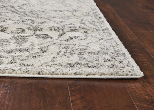 3' X 5' Ivory Floral Vines Worn Faded Area Rug