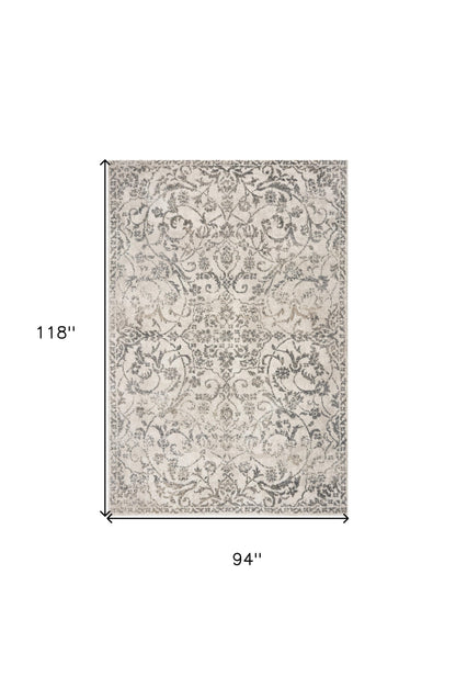 5' X 8' Ivory Floral Vines Area Rug
