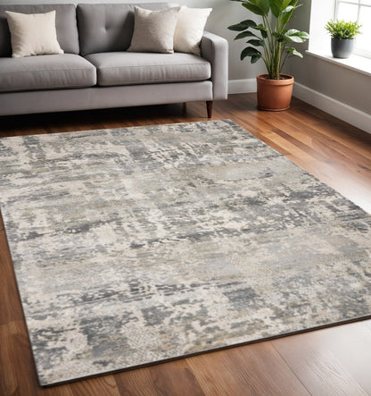 5' X 8' Gray And Tan Abstract Area Rug