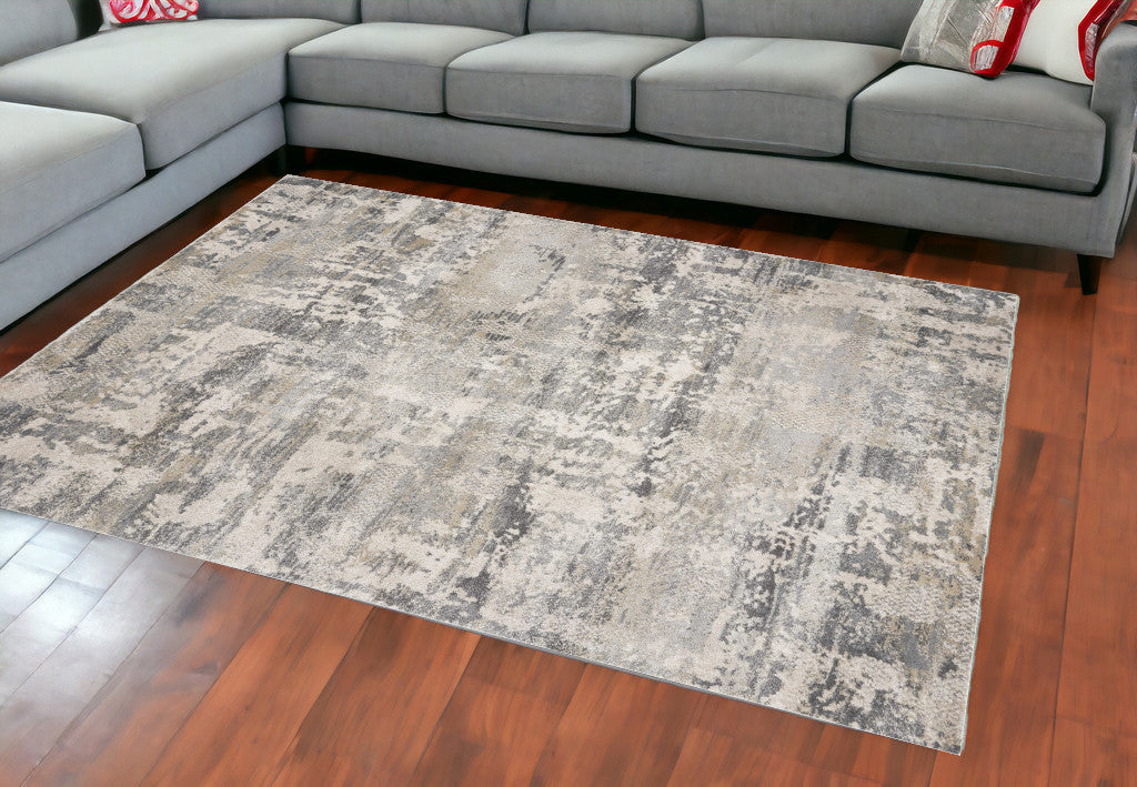 8' X 13' Shade Of Gray Abstract Area Rug