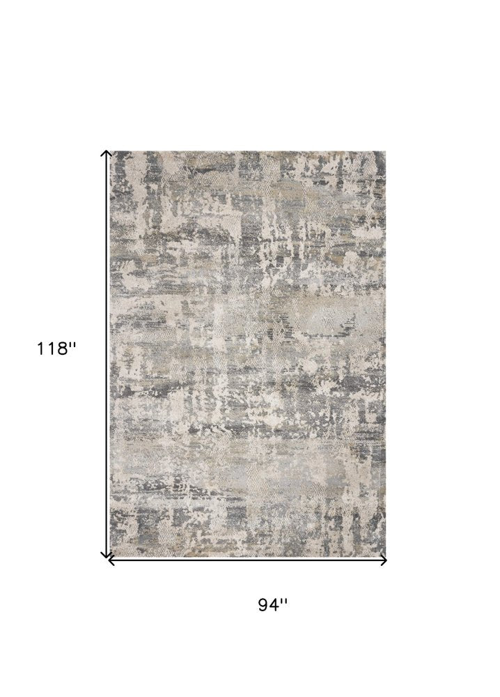 7' X 9' Gray And Tan Abstract Area Rug
