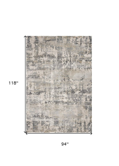 7' X 9' Gray And Tan Abstract Area Rug