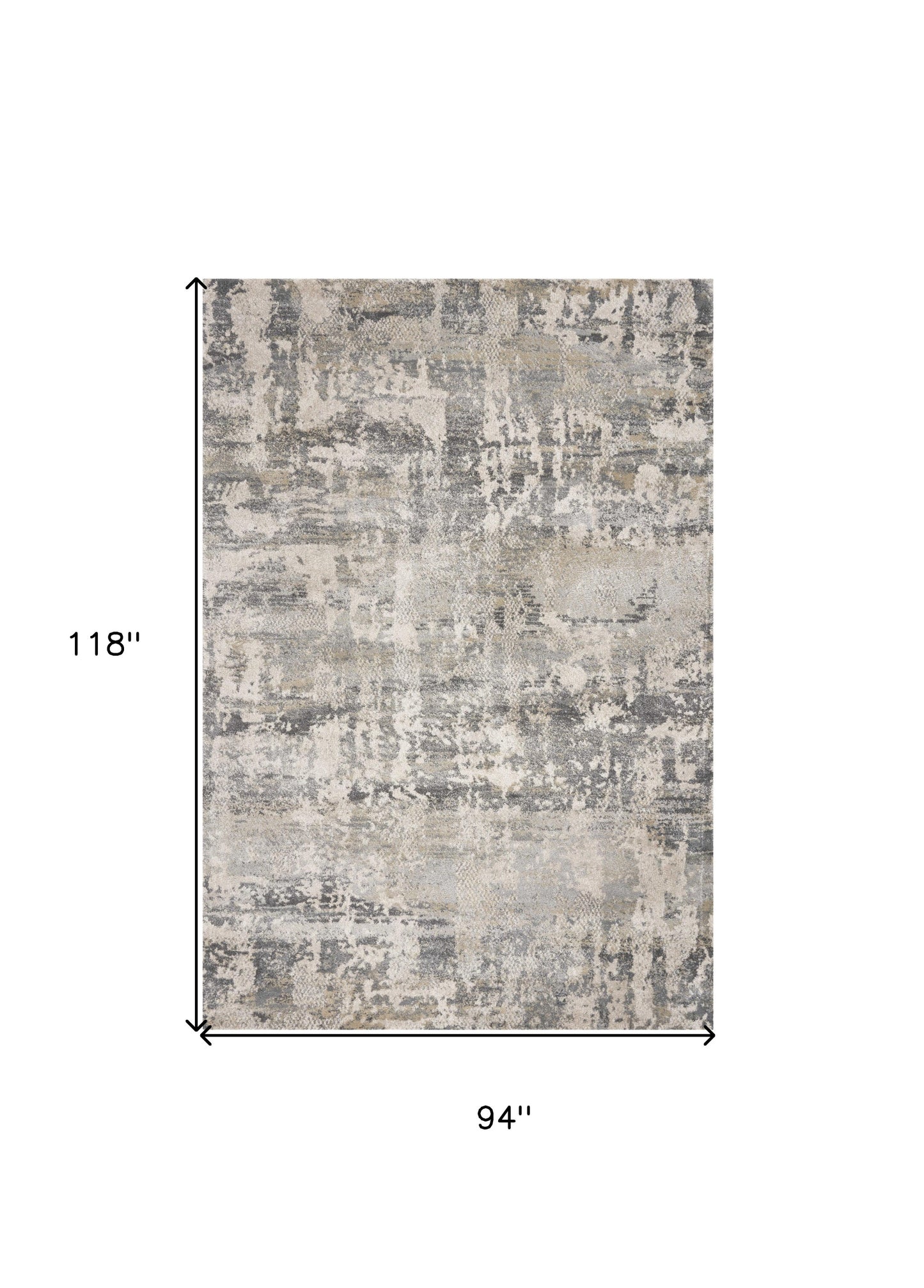 8' X 13' Shade Of Gray Abstract Area Rug