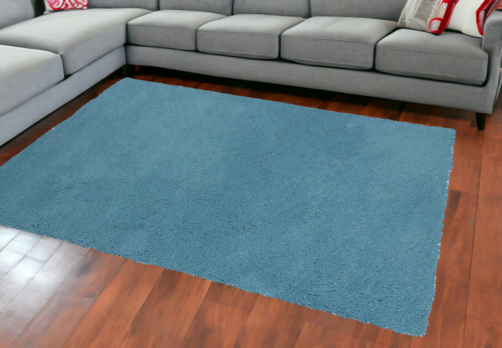 8' Highlighter Blue Indoor Shag Runner Rug