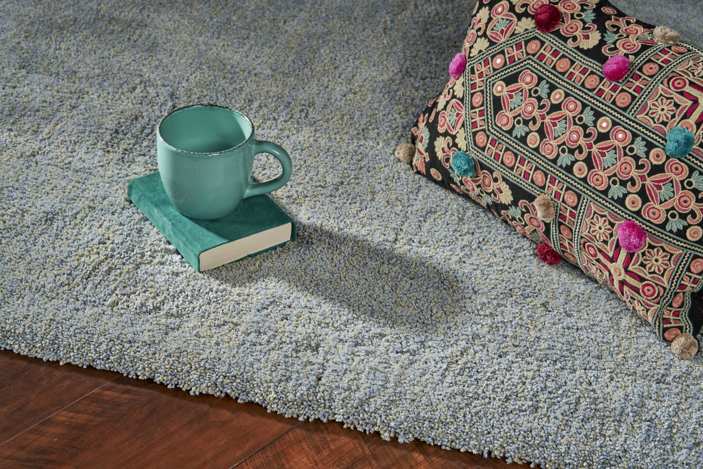 8' Blue Heather Indoor Shag Runner Rug