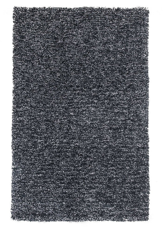 2' X 4' Black And White Shag Hand Woven Area Rug