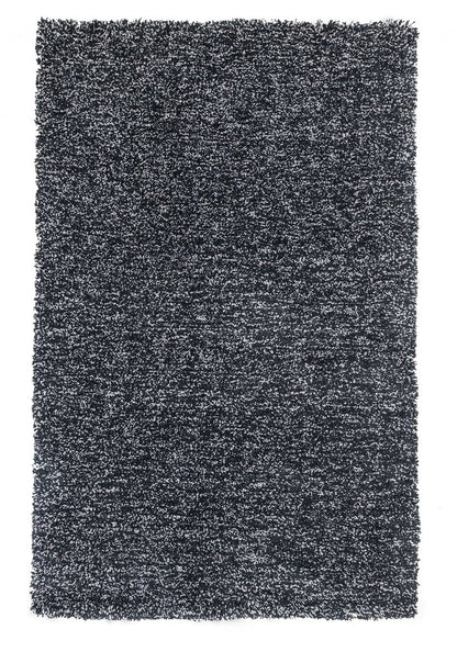 2' X 4' Black And White Shag Hand Woven Area Rug
