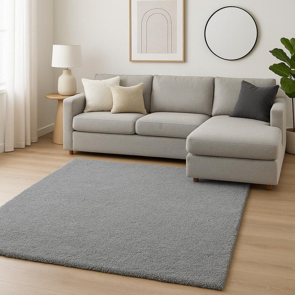 9' X 13' Gray Shag Hand Woven Area Rug