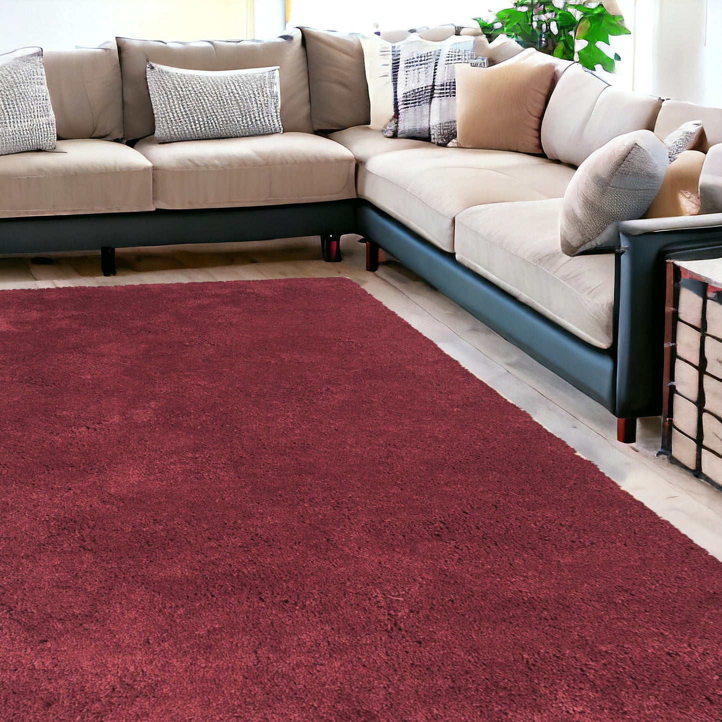 9' X 13' Polyester Red Area Rug