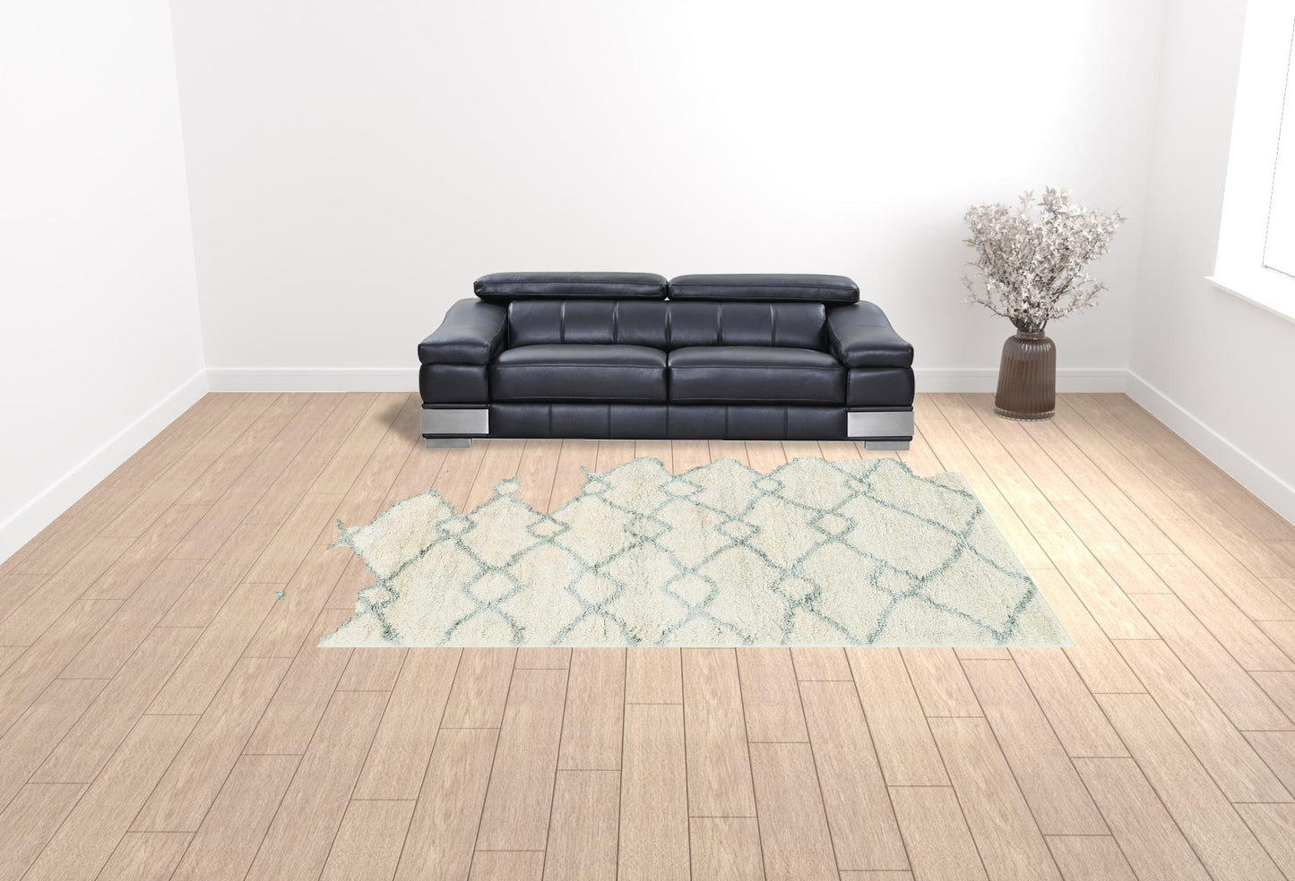 7' X 9' Gray and Ivory Area Rug