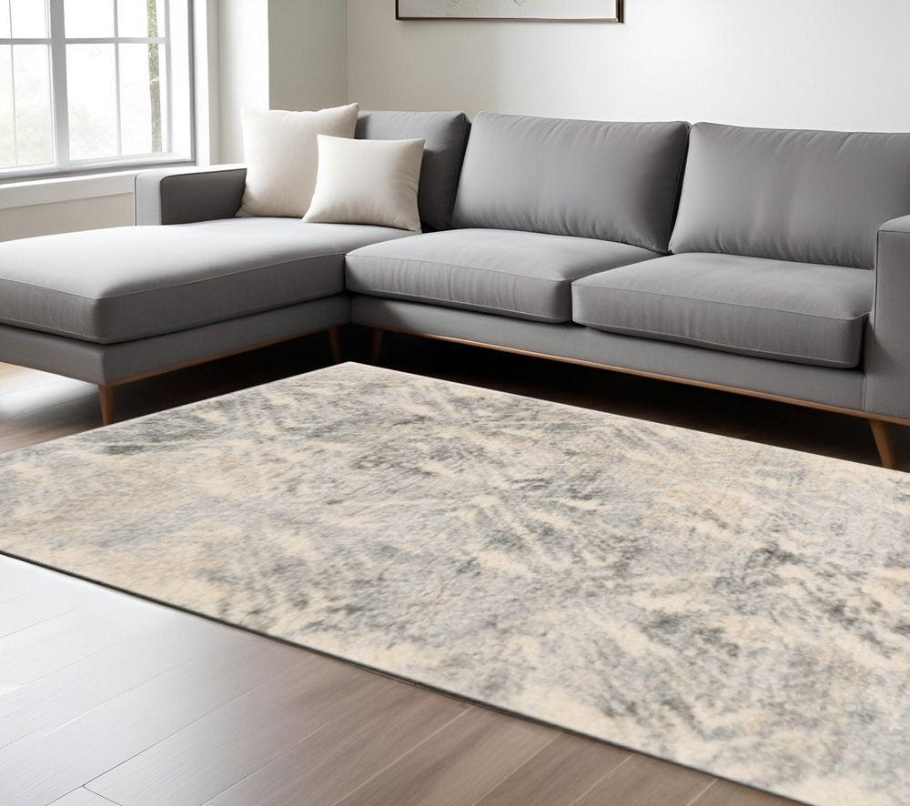 9' X 13' Gray And Ivory Diamond Area Rug