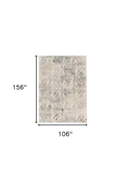 9' X 13' Gray And Ivory Diamond Area Rug