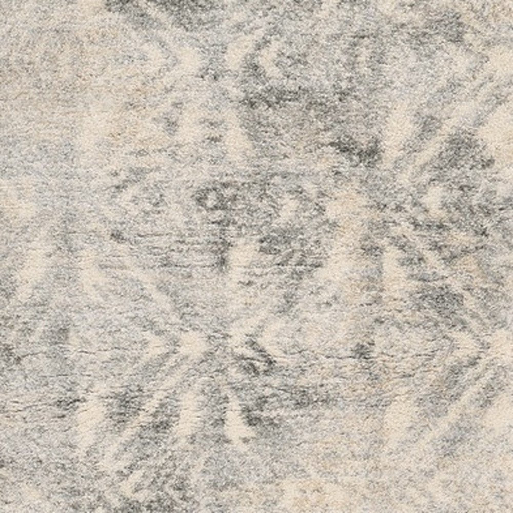 9' X 13' Gray And Ivory Diamond Area Rug