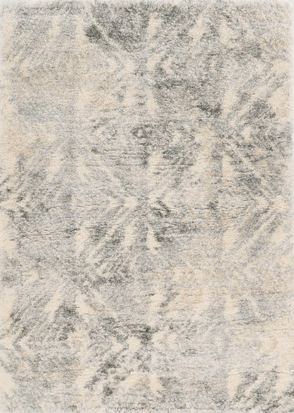 9' X 13' Gray And Ivory Diamond Area Rug