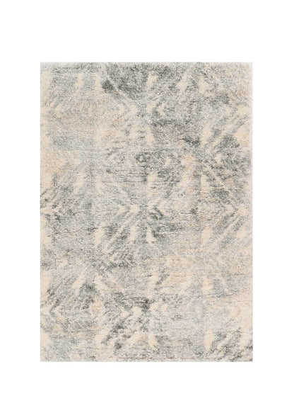 9' X 13' Gray And Ivory Diamond Area Rug