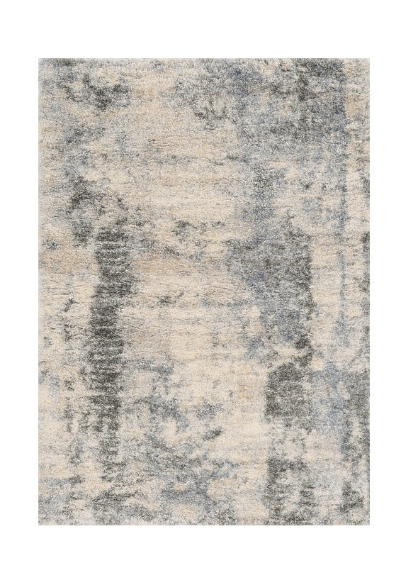 5' X 8' Ivory Blue Machine Woven Abstract Indoor Area Rug