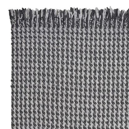 5' X 8' Gray And Light Gray Wool Houndstooth Hand Woven Area Rug With Fringe