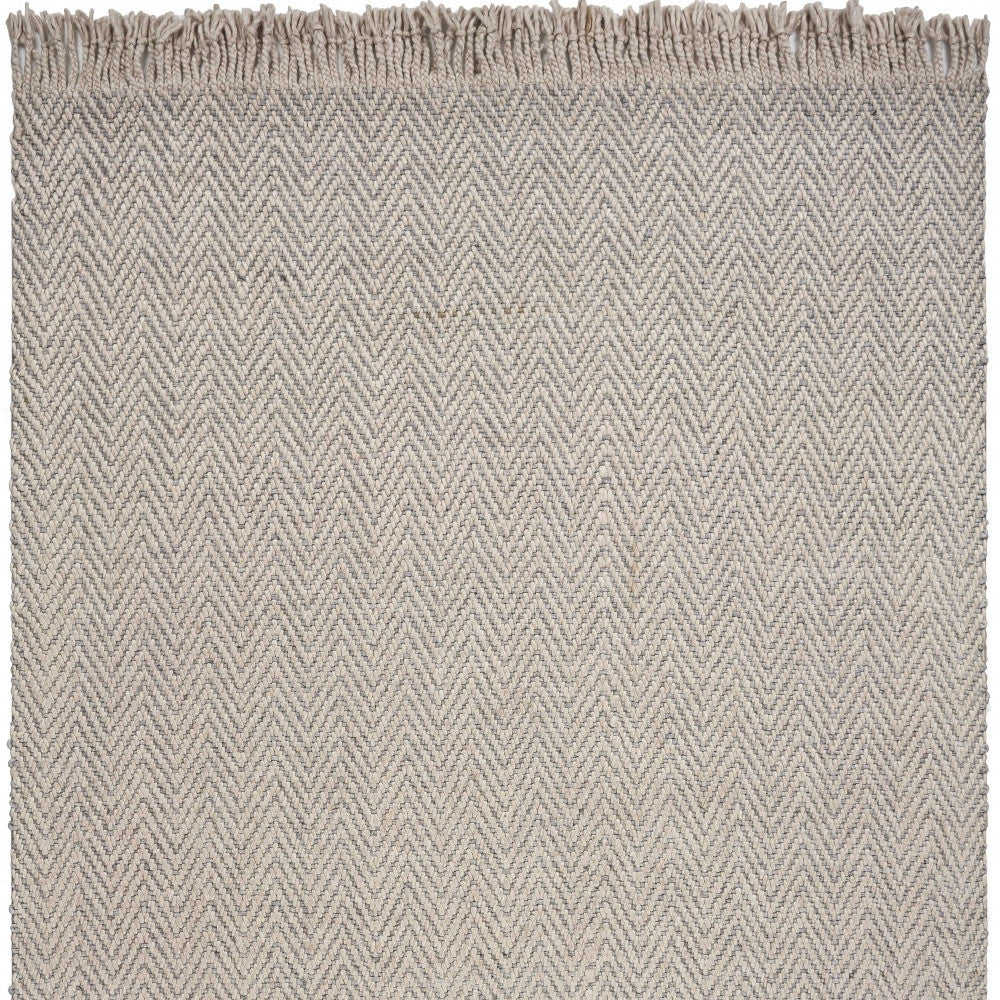 8' X 10' Oatmeal Beige Hand Woven Herringbone Indoor Area Rug