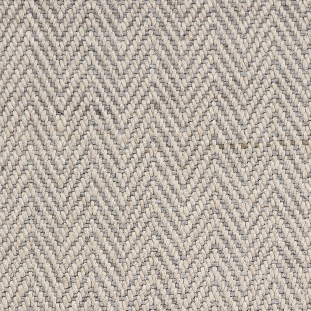 9' X 12' Beige And Gray Wool Chevron Hand Woven Area Rug With Fringe