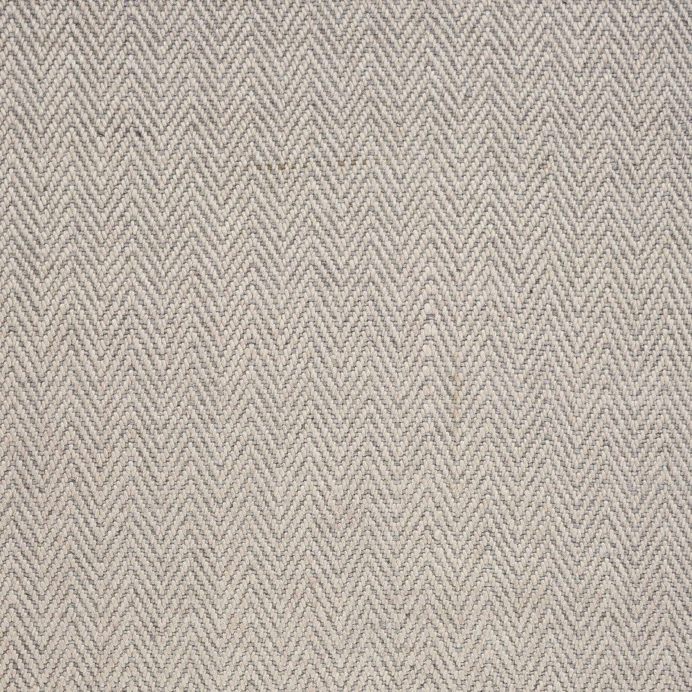 9' X 12' Beige And Gray Wool Chevron Hand Woven Area Rug With Fringe