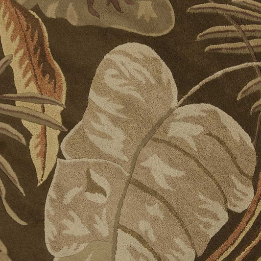 8' X 10' Brown And Beige Wool Botanical Leaves Hand Tufted Area Rug