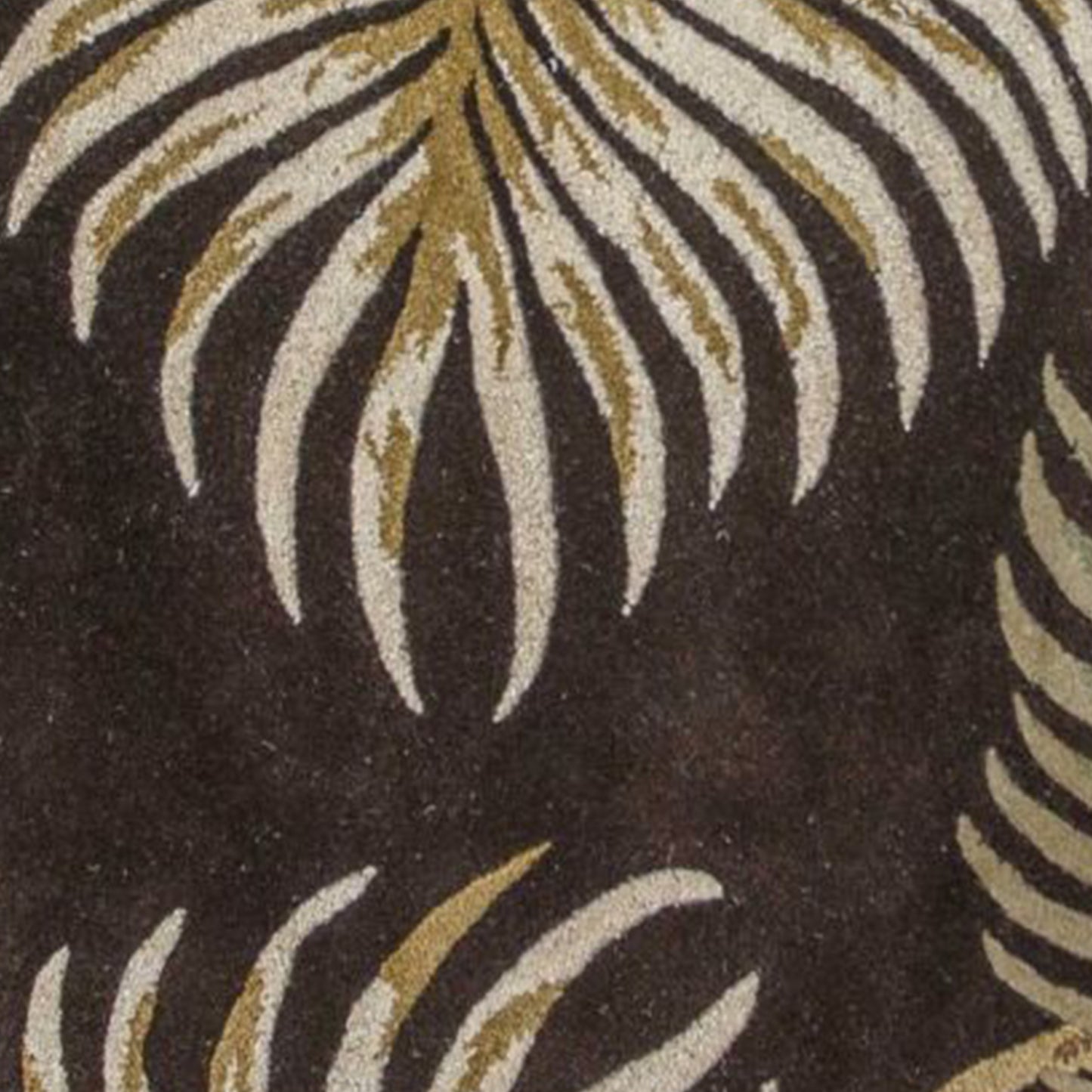 8' Espresso Brown Hand Tufted Tropical Leaves Indoor Runner Rug