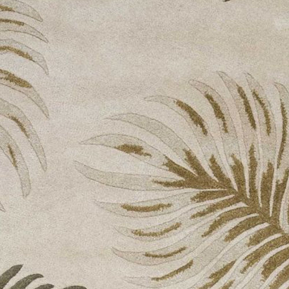 2' X 4' Natural Green And Brown Wool Botanical Leaves Hand Tufted Area Rug