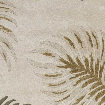 2' X 4' Natural Green And Brown Wool Botanical Leaves Hand Tufted Area Rug