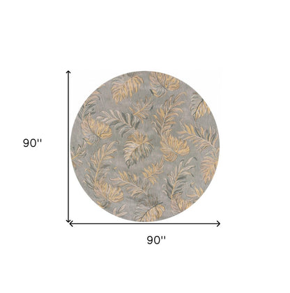 3' X 5' Gray And Taupe Wool Botanical Leaves Hand Tufted Area Rug