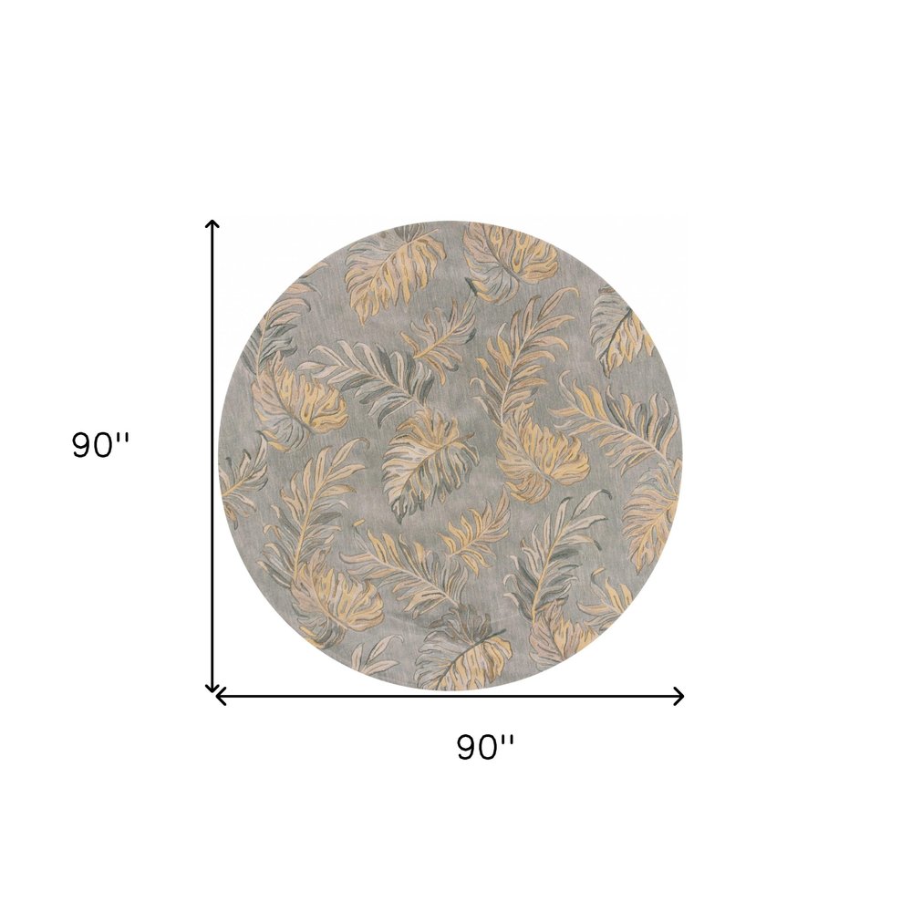 3' X 5' Gray And Taupe Wool Botanical Leaves Hand Tufted Area Rug