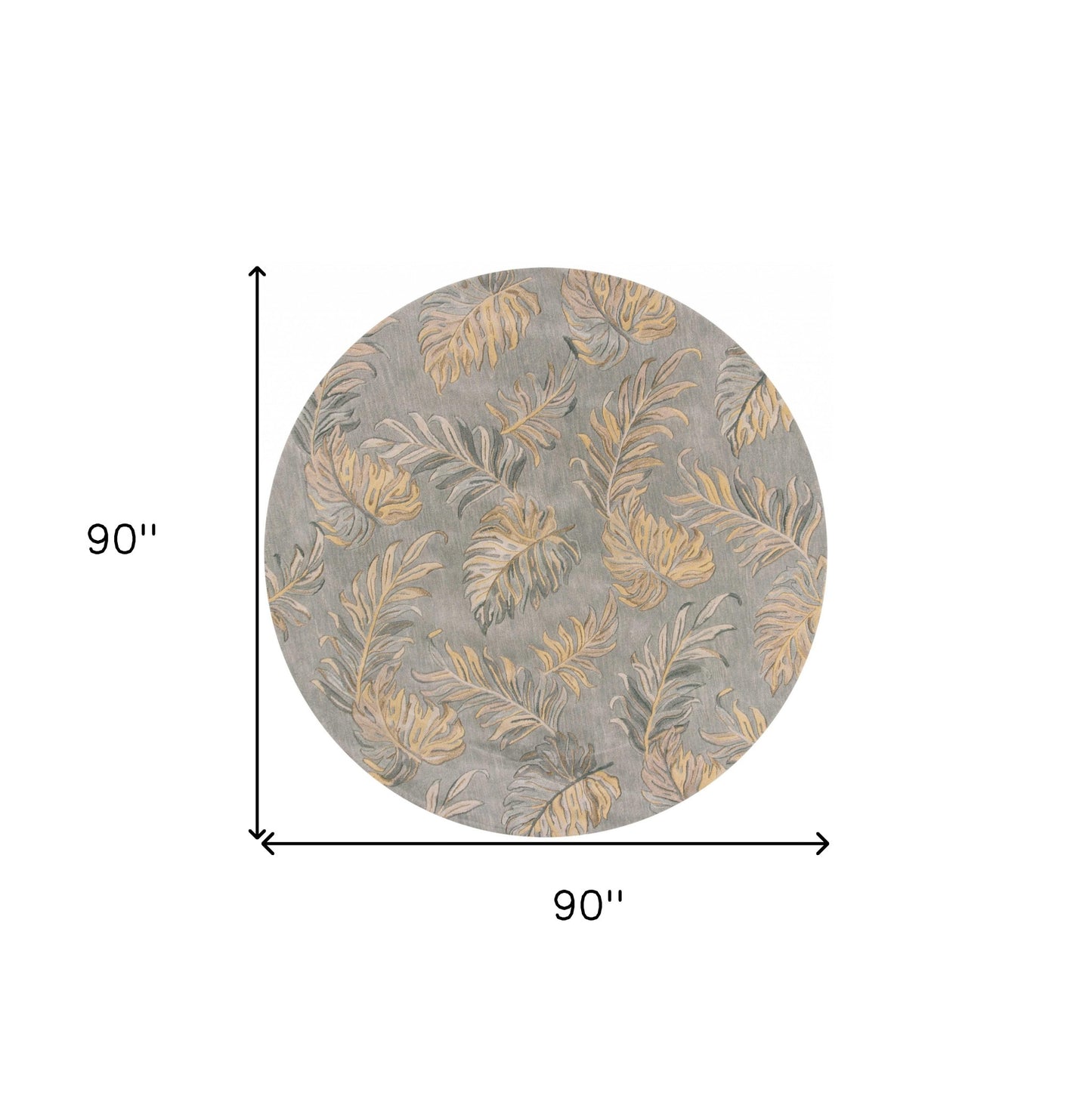 3' X 5' Gray And Taupe Wool Botanical Leaves Hand Tufted Area Rug