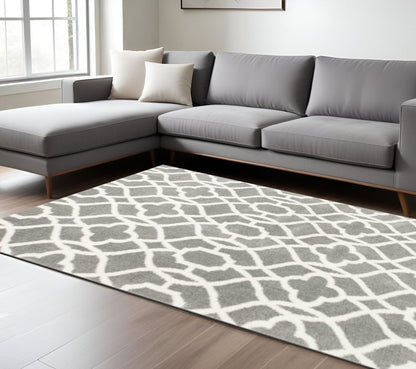 5' X 8' Gray And Ivory Ogee Area Rug